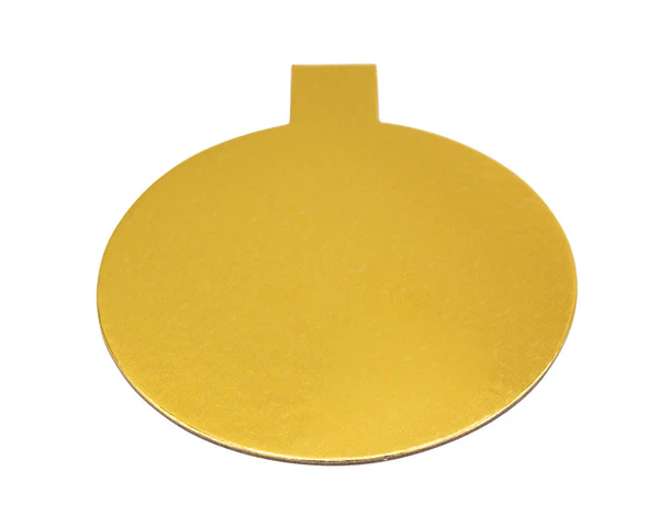 CAKE TAB BOARD STD GOLD ROUND 80MM 50/PKT