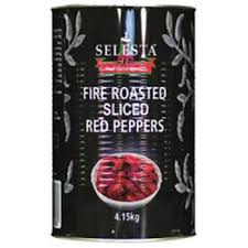 PEPPERS RED SLICED FIRE ROASTED SELESTA 4.14KG A12 (3) PFRSST/A12