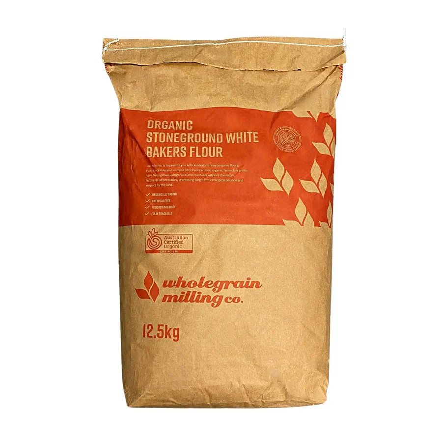 BAKERS FLOUR WHITE **ORGANIC STONEGROUND** 12.5KG WHOLEGRAIN MILLING