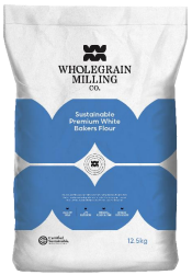 FLOUR WHITE BAKERS PREMIUM SUSTAINABLE *** BLUE & WHITE*** WHOLEGRAIN MILLING 12.5KG