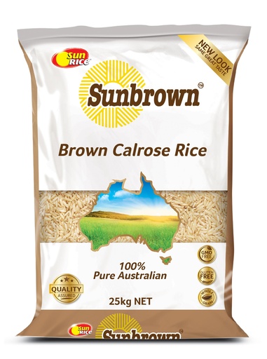 [RICEBROWN25] RICE BROWN GRAIN (CALROSE) SUNBROWN 25KG